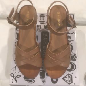 Heeled Platform Sandals in Natural